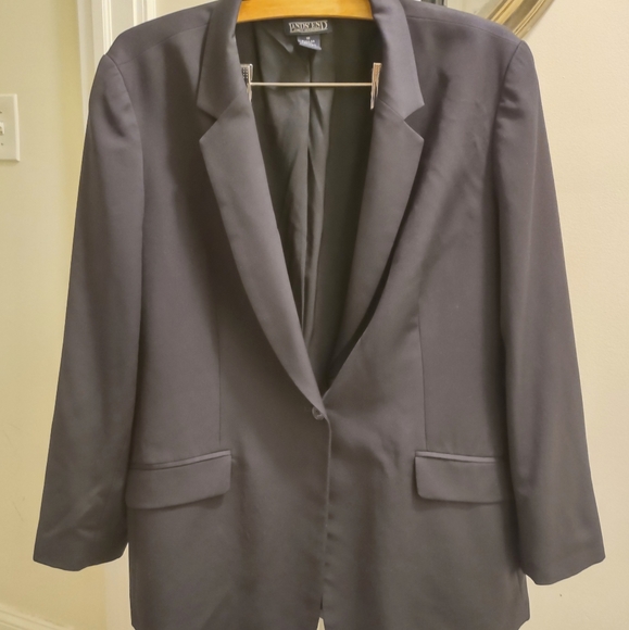Lands End Navy Blue Wool Blazer Jacket Soft & Lightweight Sz 18 - Picture 5 of 7